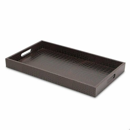 Homeroots Brown Faux Croc Serving Tray 401783